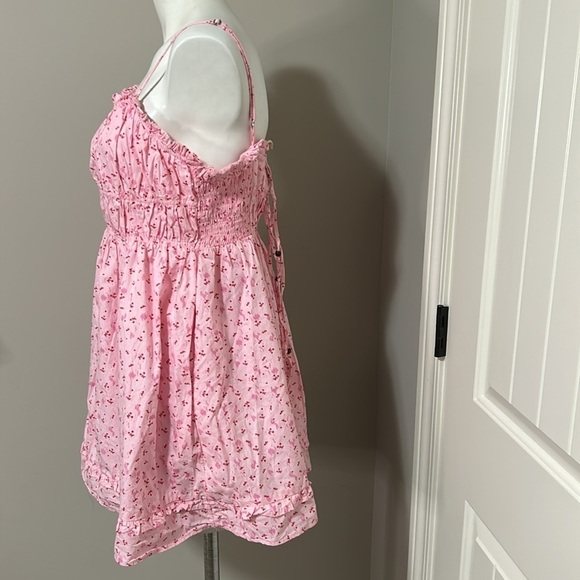 Free People Gabby Mini Dress Pink Floral Print A Line Pockets Sz M NEW - Picture 8 of 15